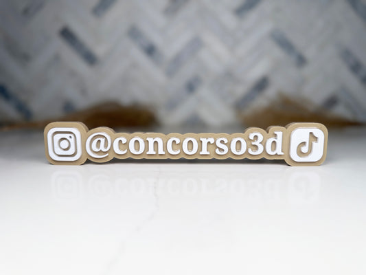 Flat Social Media Name Plate - Two Icons - 10 Inches