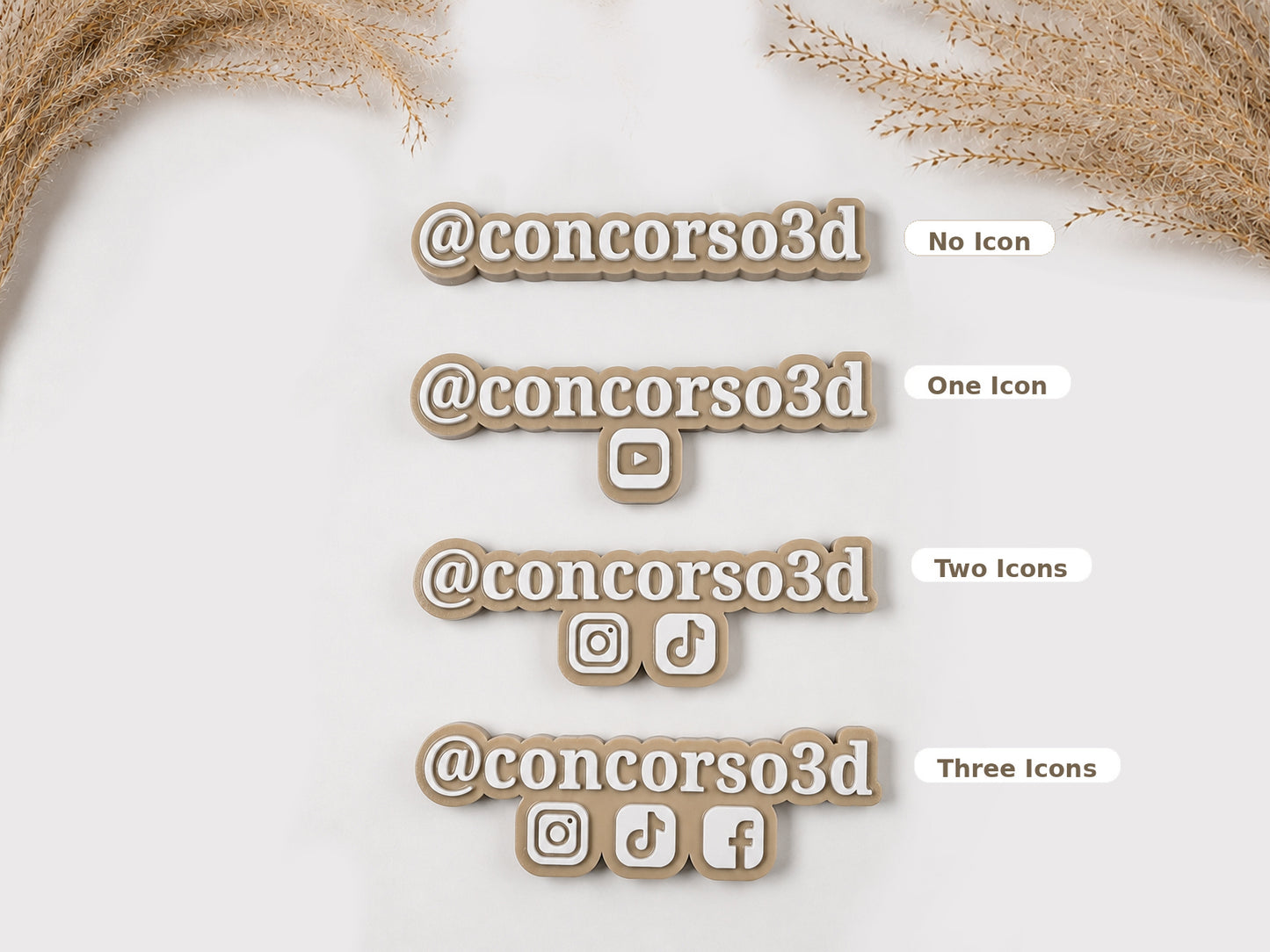 Flat Social Media Name Plate - No Social Icon - 6.5 Inch