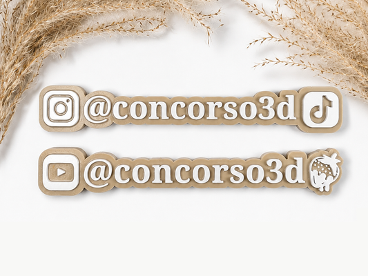 Flat Social Media Name Plate - Two Icons - 10 Inches