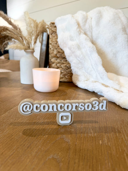 Flat Social Media Name Plate - One Social Icon - 6.5 Inch