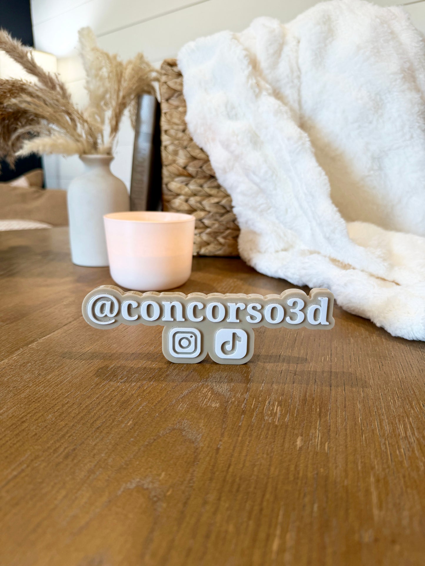 Flat Social Media Name Plate - Two Social Button - 6.5 Inch