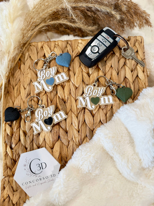 Boy Mom Heart Keychain - Free US Shipping