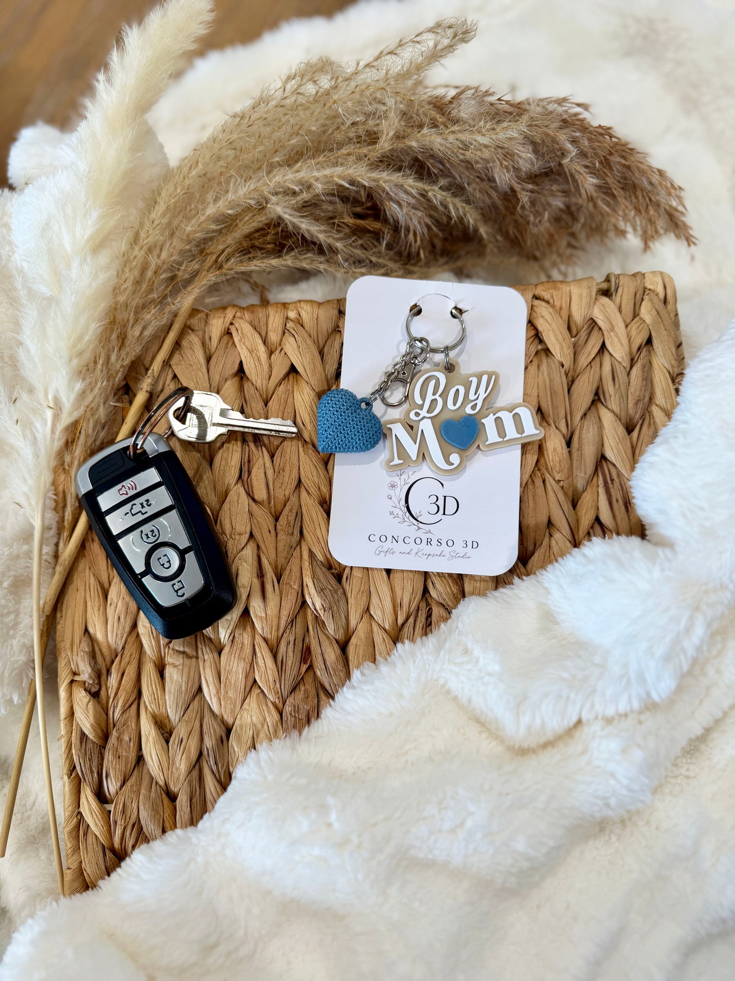 Boy Mom Heart Keychain - Free US Shipping
