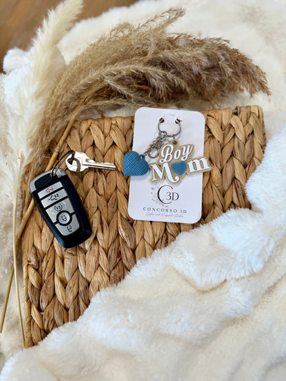 Boy Mom Heart Keychain - Free US Shipping