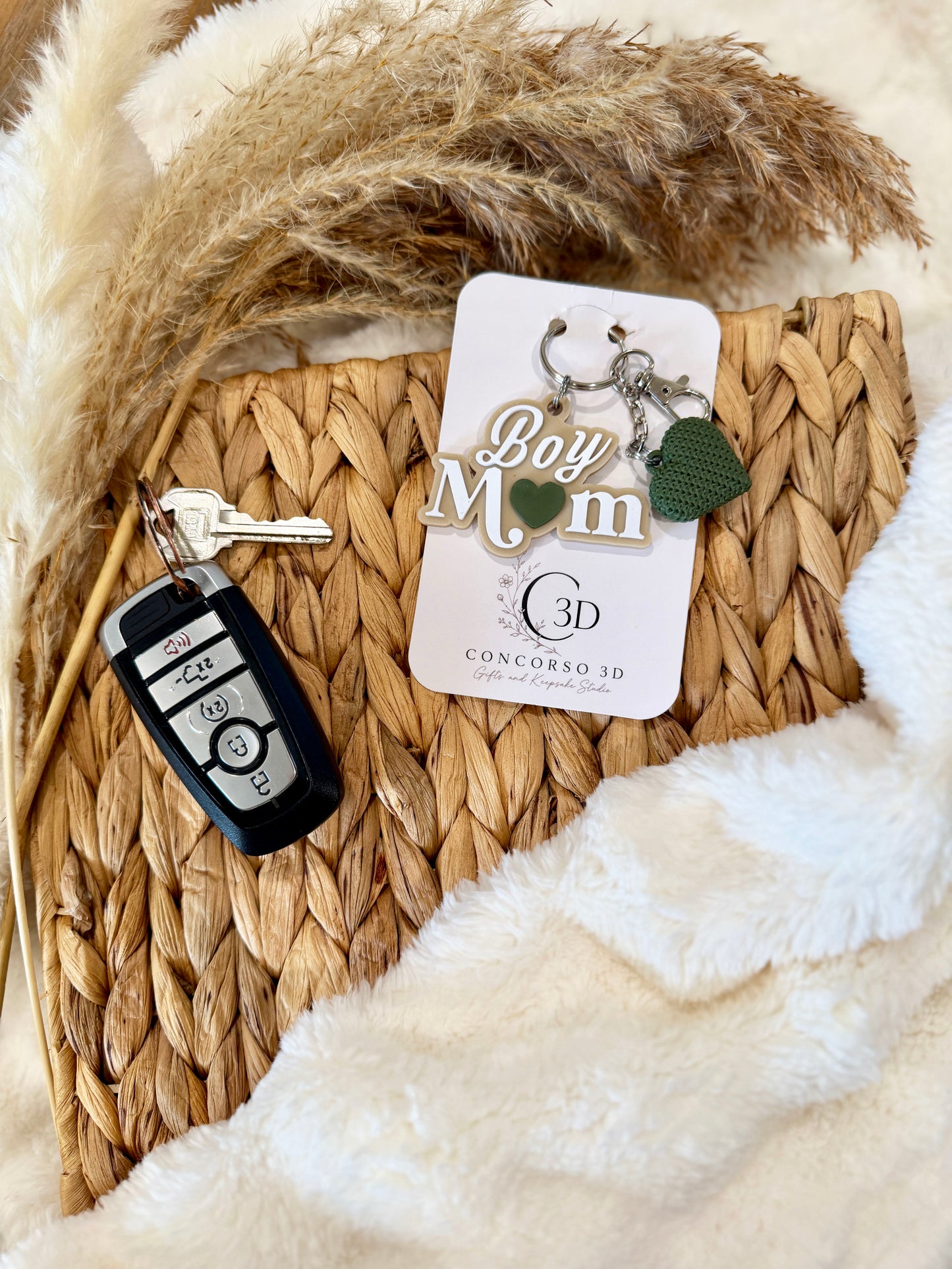 Boy Mom Heart Keychain - Free US Shipping