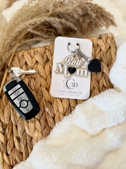 Boy Mom Heart Keychain - Free US Shipping