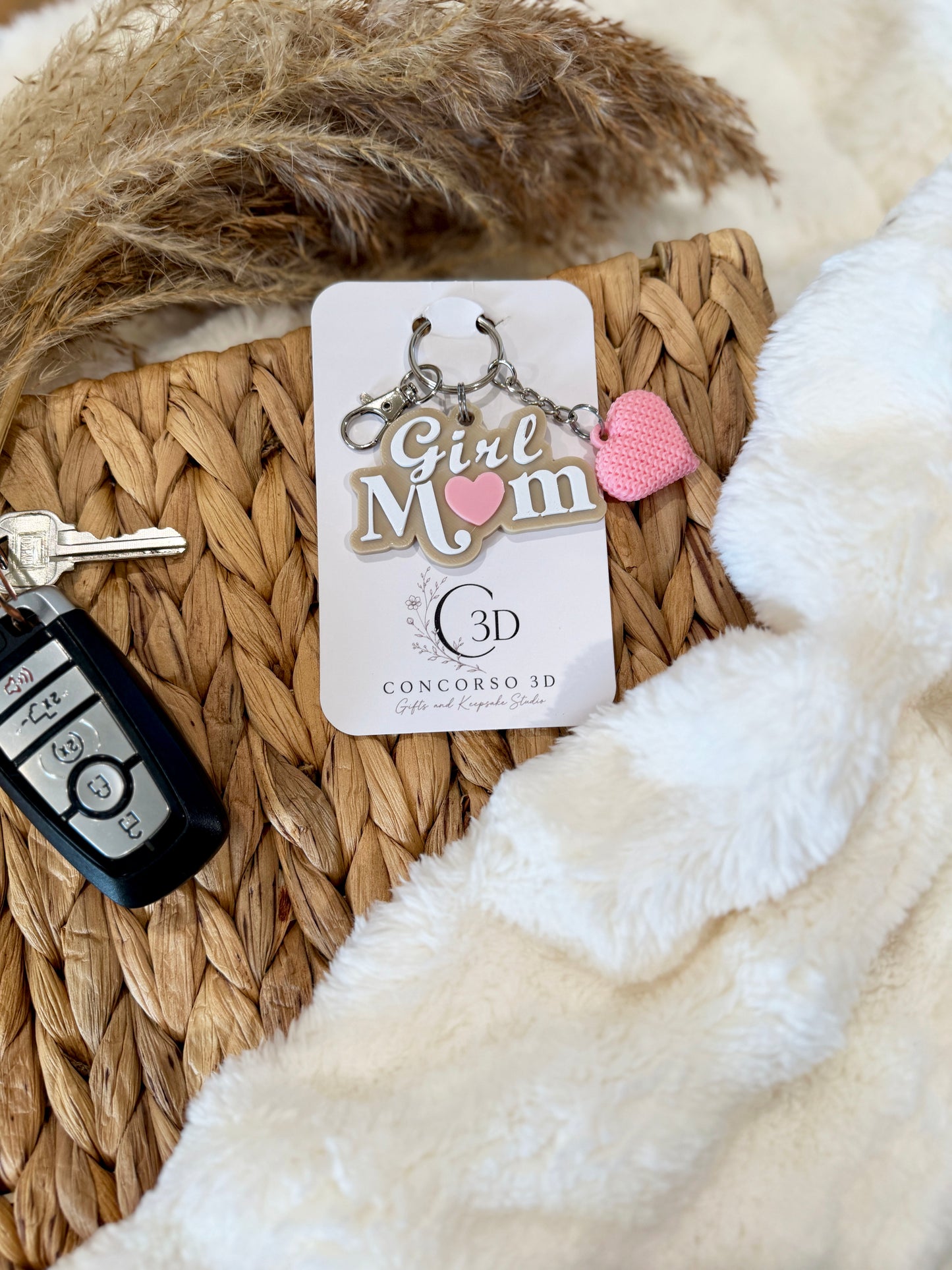 Girl Mom Heart Keychain - Free US Shipping