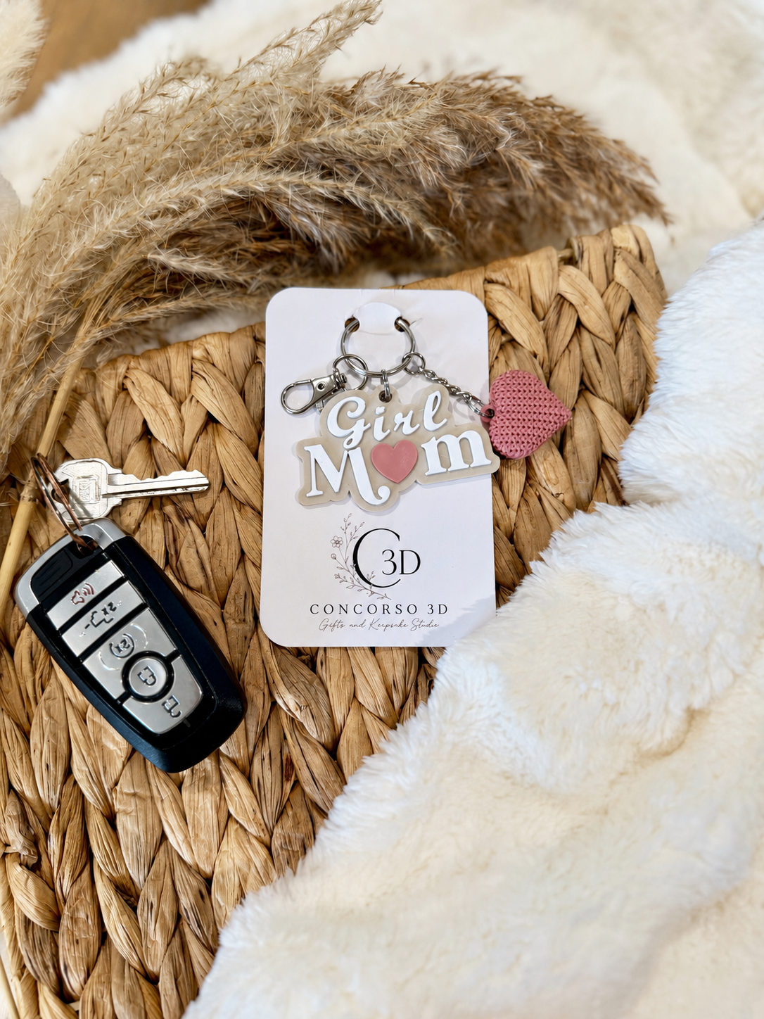 Girl Mom Heart Keychain - Free US Shipping
