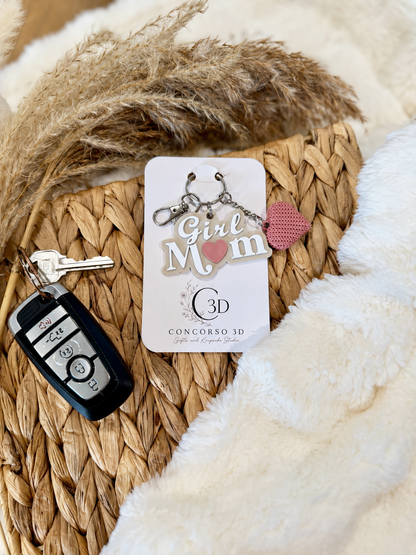 Girl Mom Heart Keychain - Free US Shipping