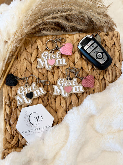 Girl Mom Heart Keychain - Free US Shipping