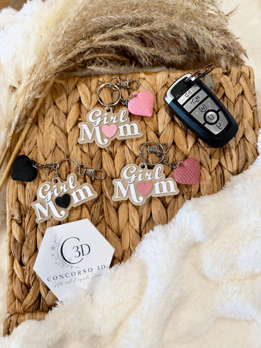 Girl Mom Heart Keychain - Free US Shipping