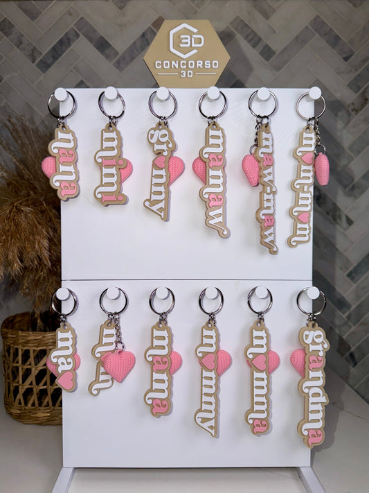 Mom/Grandma Heart Keychain - Free US Shipping