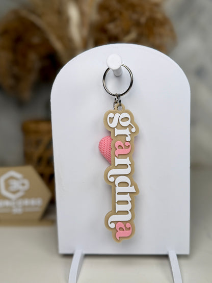 Mom/Grandma Heart Keychain - Free US Shipping