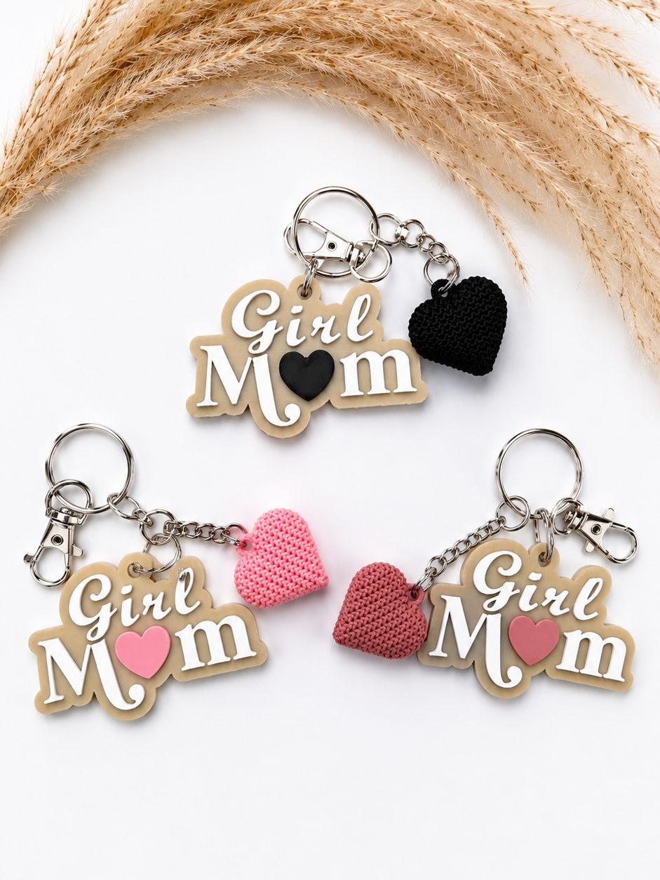 Girl Mom Heart Keychain - Free US Shipping