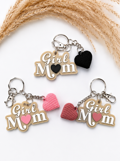 Girl Mom Heart Keychain - Free US Shipping