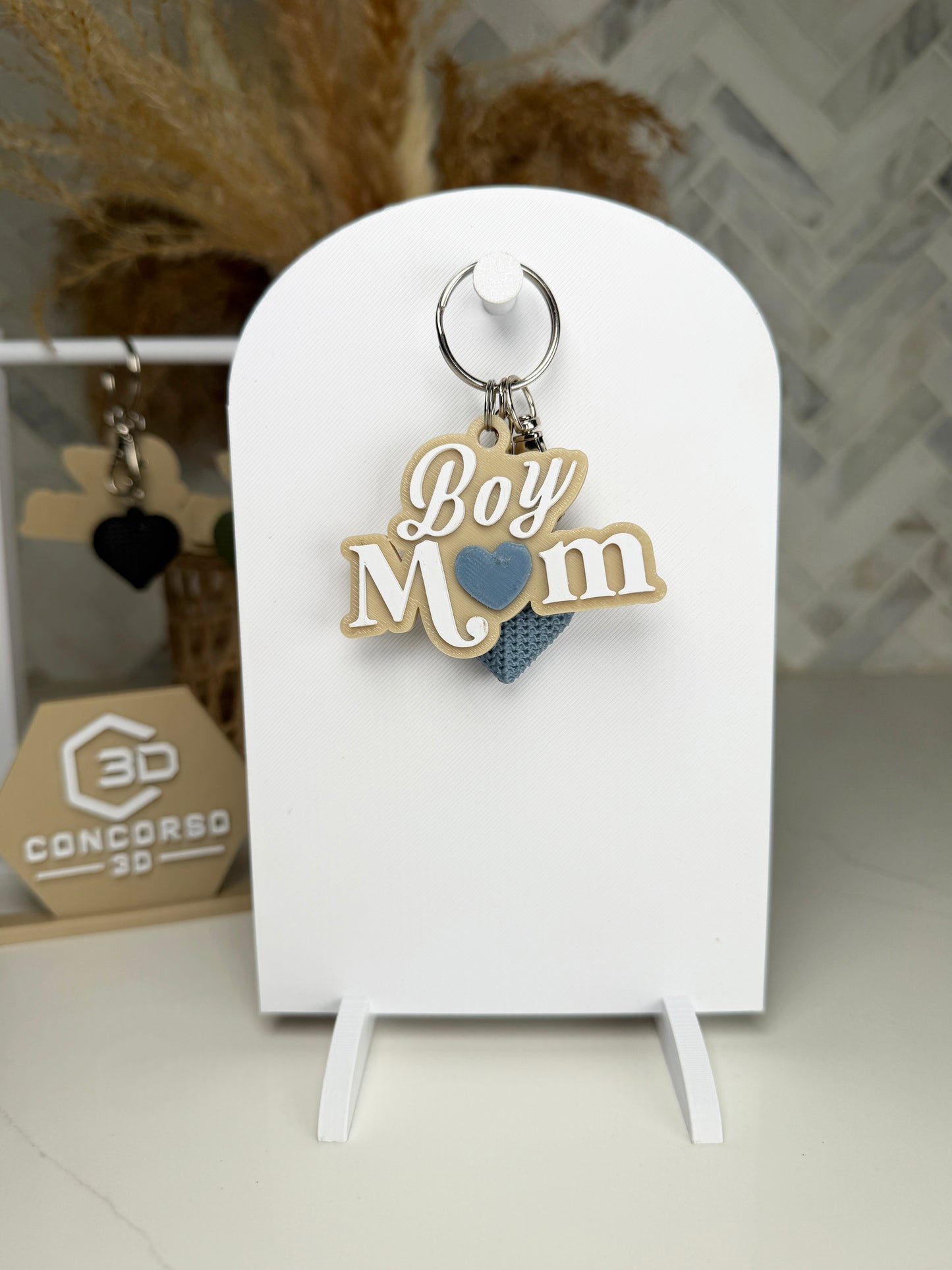 Boy Mom Heart Keychain - Free US Shipping