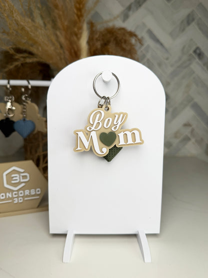 Boy Mom Heart Keychain - Free US Shipping