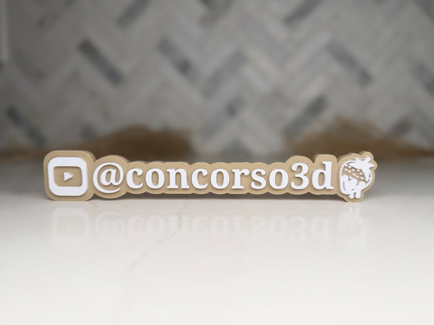 Flat Social Media Name Plate - Two Icons - 10 Inches