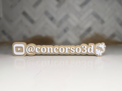 Flat Social Media Name Plate - Two Icons - 10 Inches