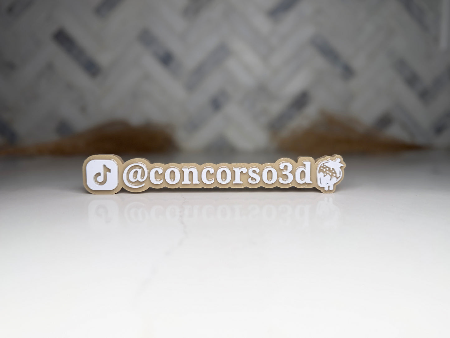 Flat Social Media Name Plate - Two Social Buttons - 8 Inch
