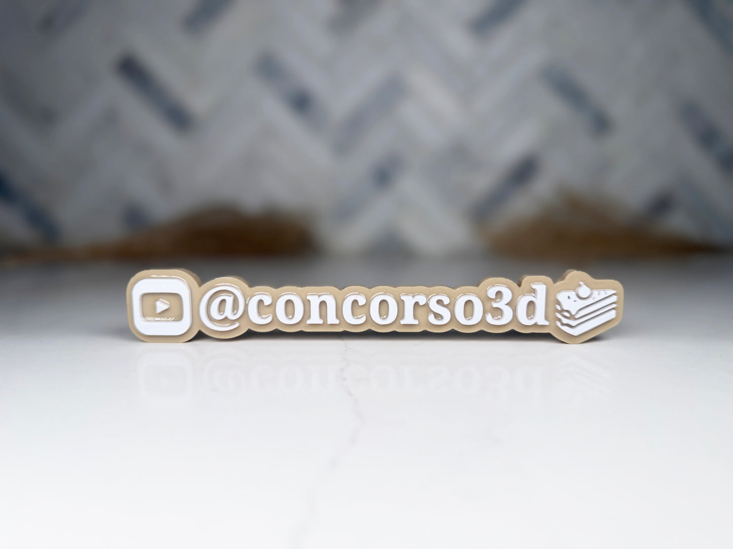 Flat Social Media Name Plate - Two Social Buttons - 8 Inch