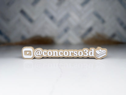 Flat Social Media Name Plate - Two Social Buttons - 8 Inch