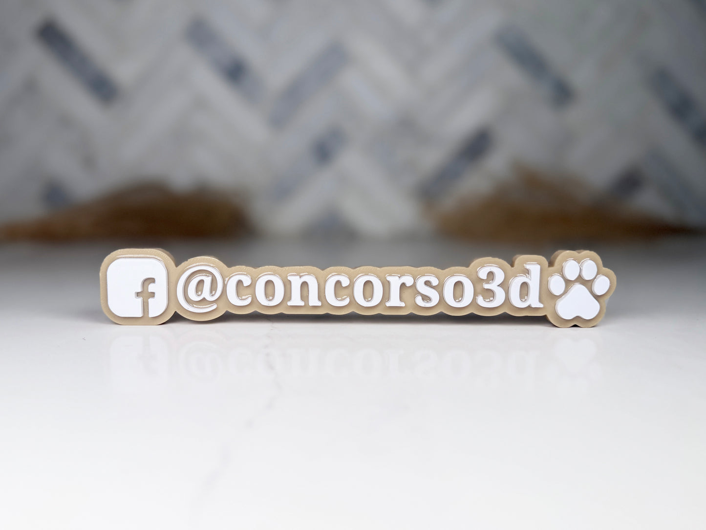 Flat Social Media Name Plate - Two Social Buttons - 8 Inch