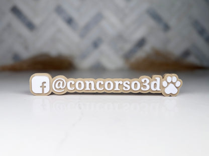Flat Social Media Name Plate - Two Social Buttons - 8 Inch