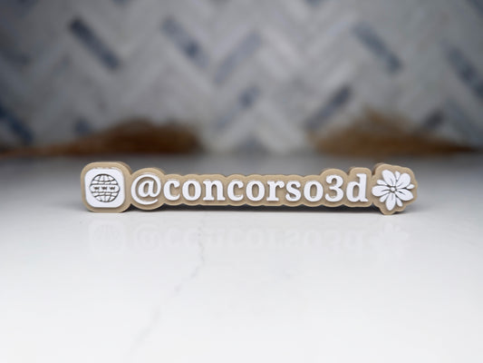 Flat Social Media Name Plate - Two Social Buttons - 8 Inch