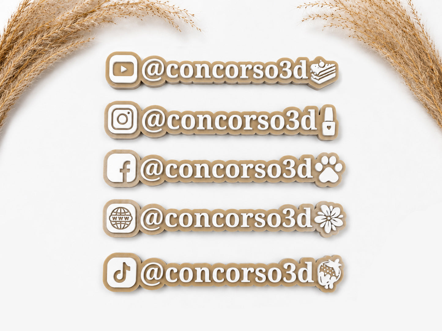 Flat Social Media Name Plate - Two Social Buttons - 8 Inch