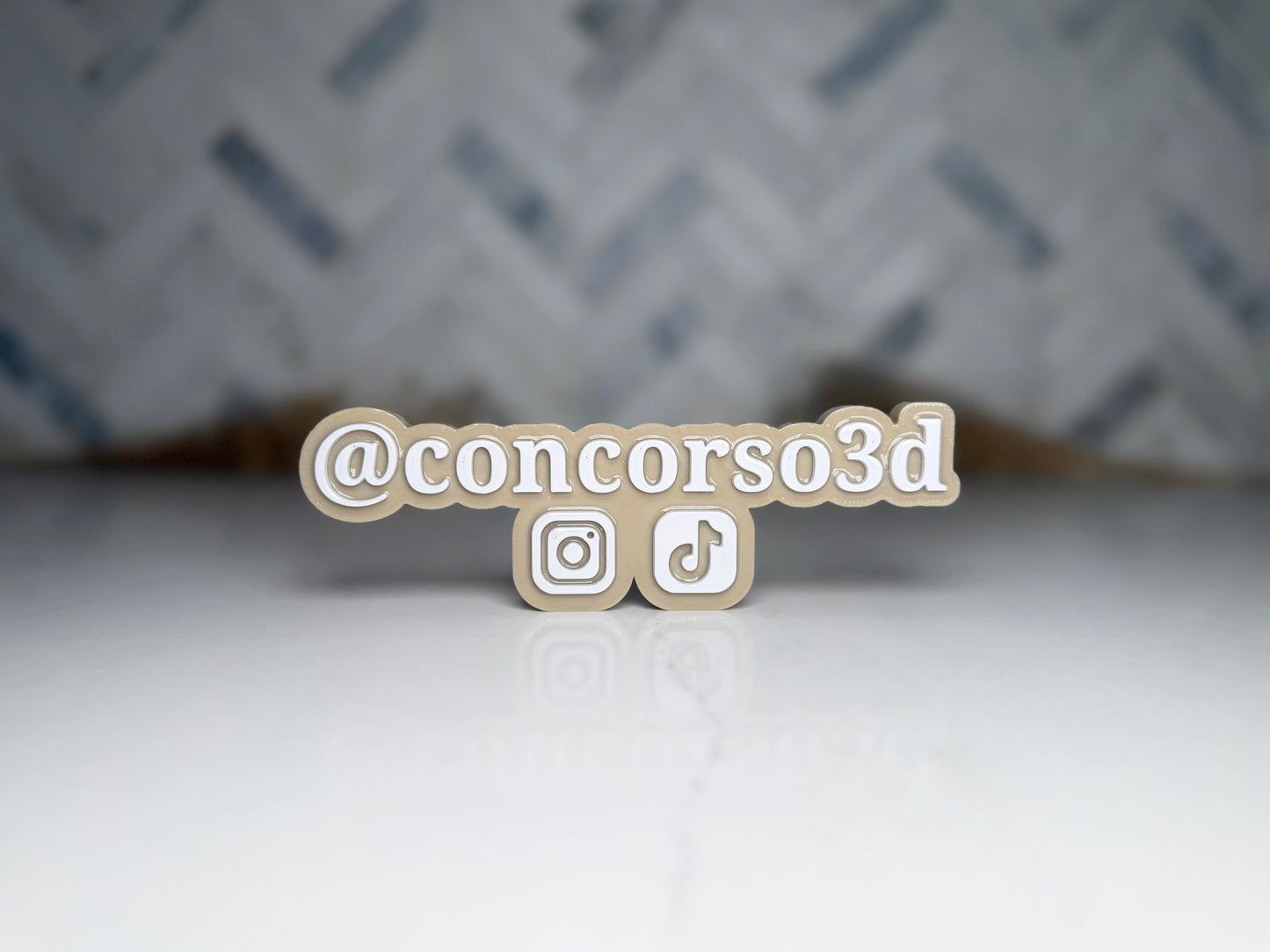 Flat Social Media Name Plate - Two Social Button - 6.5 Inch