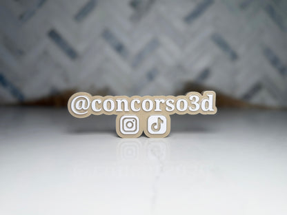 Flat Social Media Name Plate - Two Social Button - 6.5 Inch