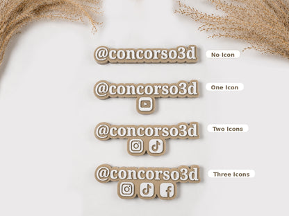 Flat Social Media Name Plate - Two Social Button - 6.5 Inch