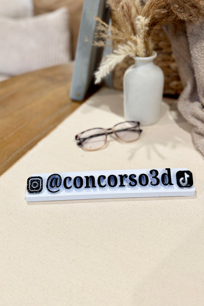 Slanted Social Media Name Plate - Two Icons - 10 Inches