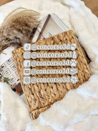 Flat Social Media Name Plate - Two Social Buttons - 8 Inch