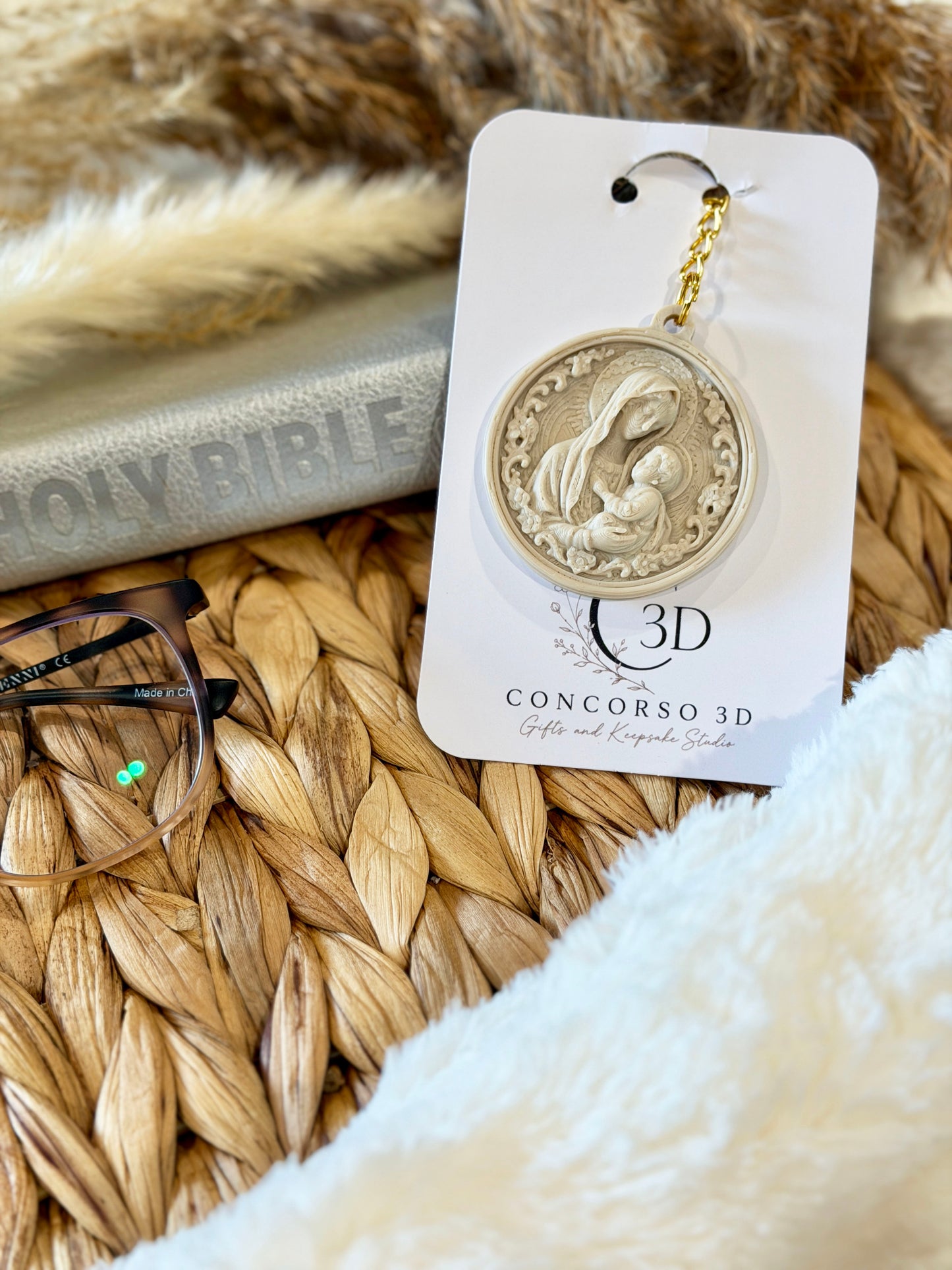 Sacred Medallion Keychain  - Stone Filament Edition - Free US Shipping