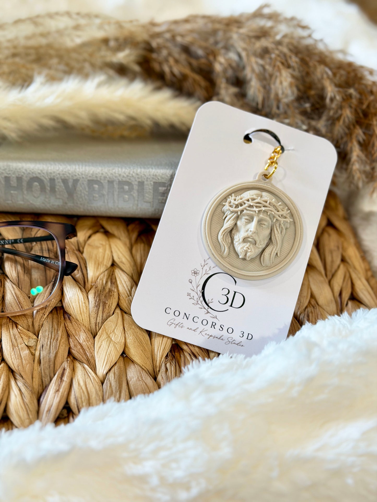 Sacred Medallion Keychain  - Stone Filament Edition - Free US Shipping