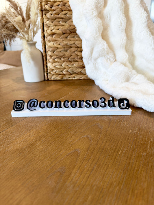 Slanted Social Media Name Plate - Two Icons - 10 Inches
