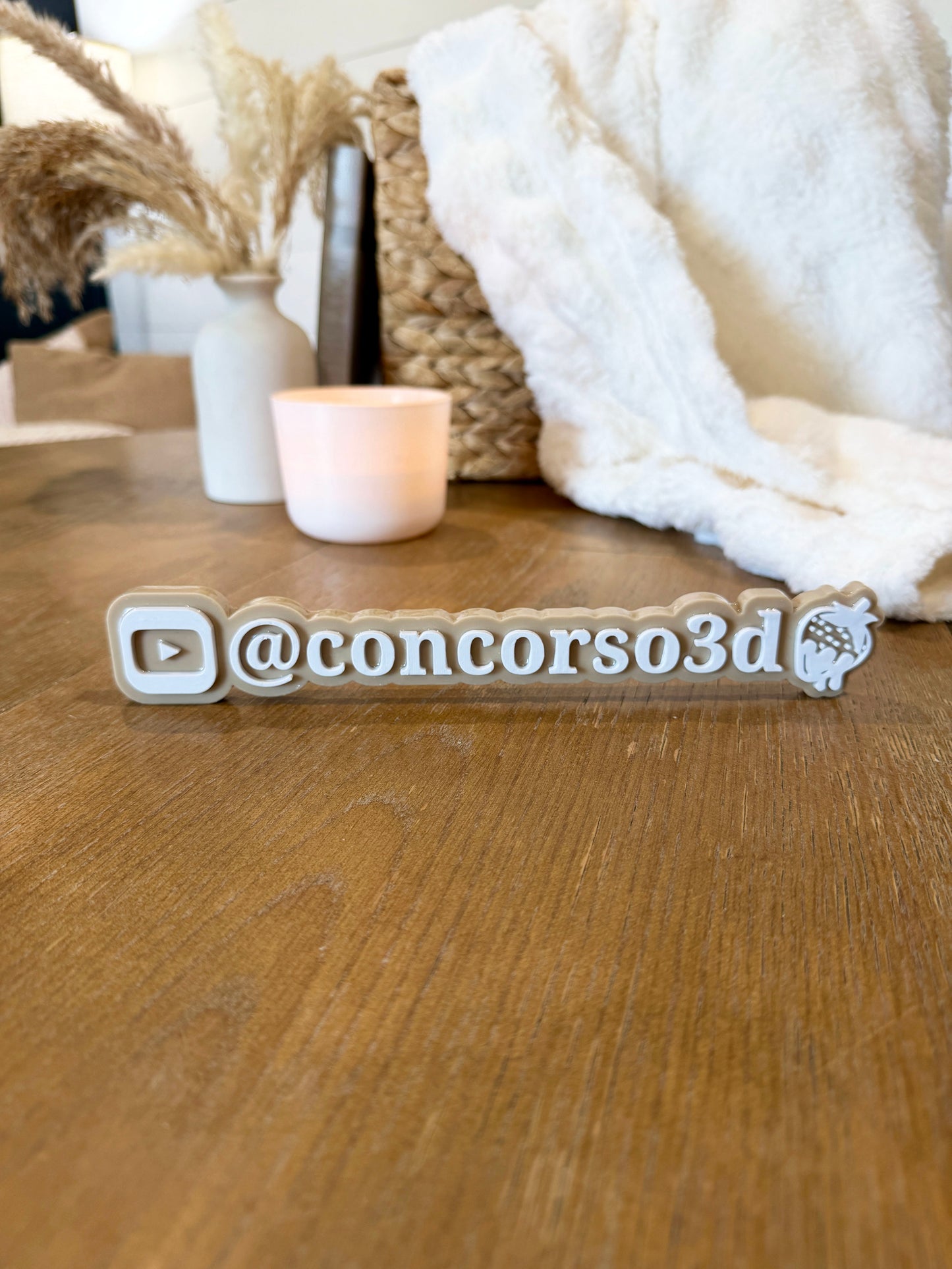 Flat Social Media Name Plate - Two Icons - 10 Inches