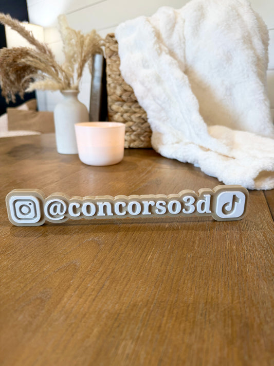 Flat Social Media Name Plate - Two Icons - 10 Inches