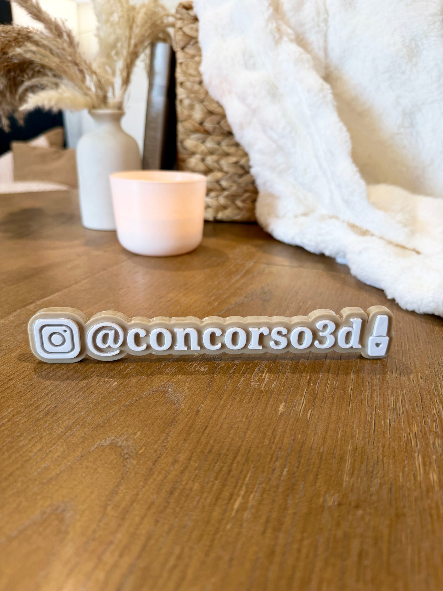 Flat Social Media Name Plate - Two Social Buttons - 8 Inch