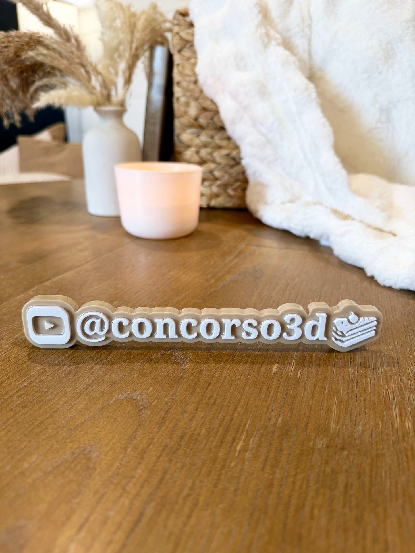 Flat Social Media Name Plate - Two Social Buttons - 8 Inch