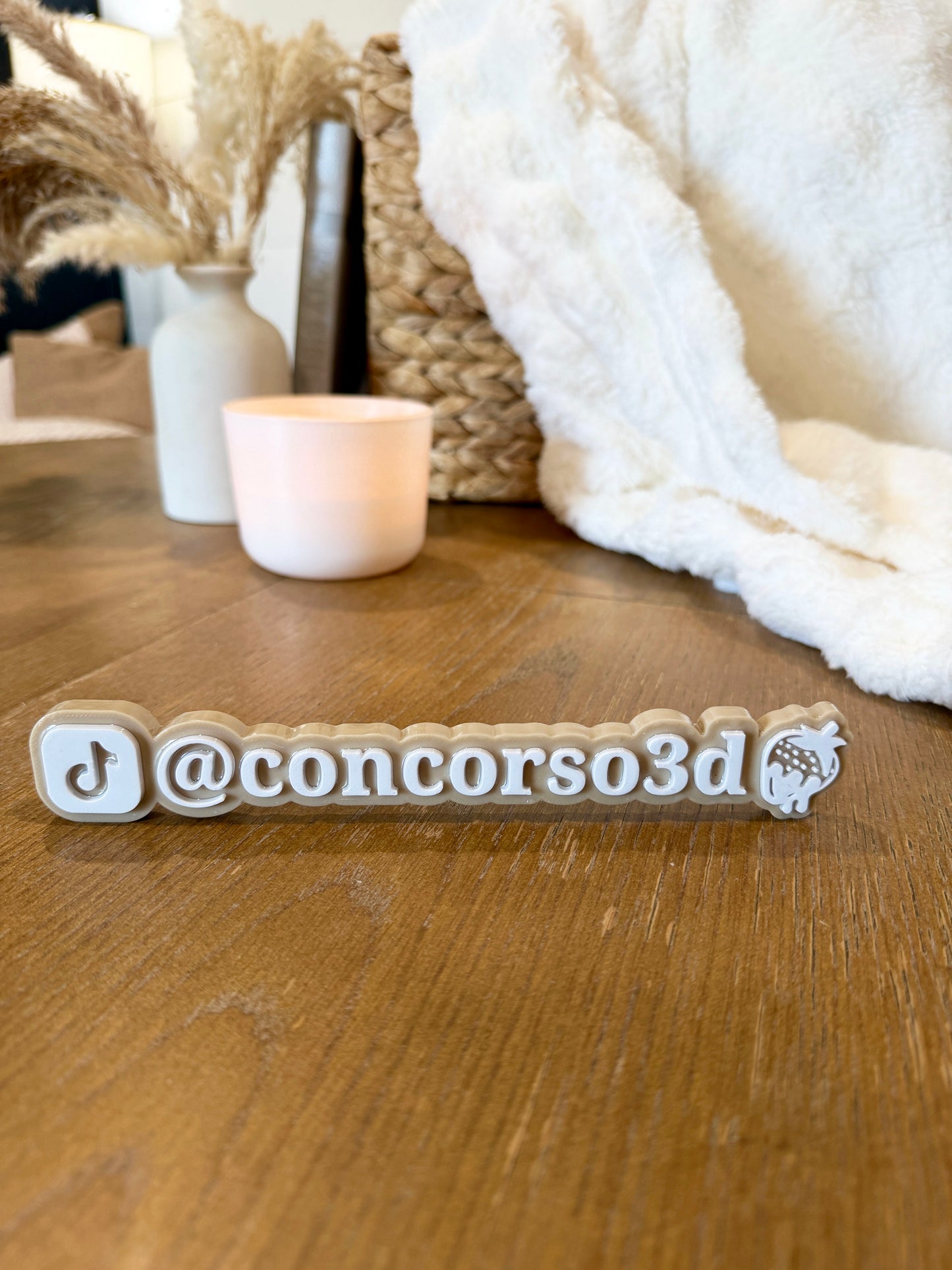 Flat Social Media Name Plate - Two Social Buttons - 8 Inch