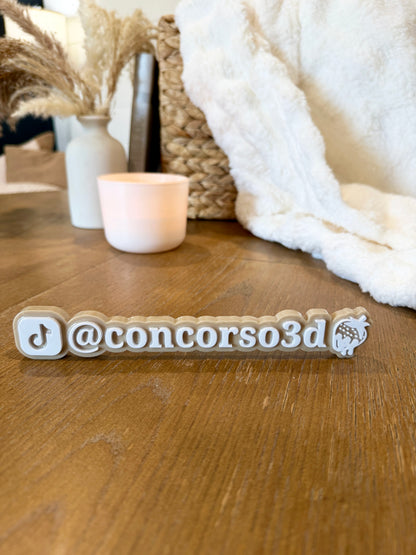 Flat Social Media Name Plate - Two Social Buttons - 8 Inch