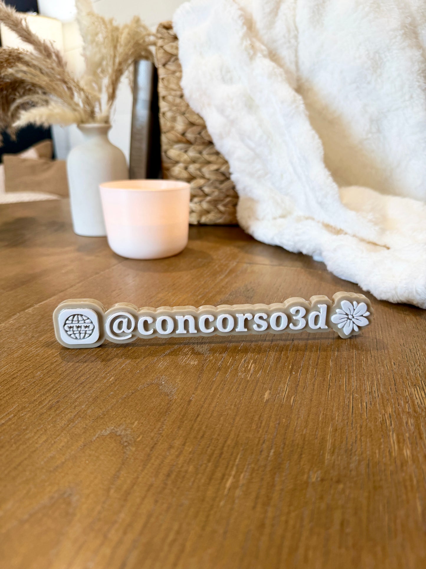 Flat Social Media Name Plate - Two Social Buttons - 8 Inch